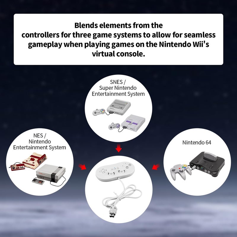 OSTENT Wired Classic Controller Gamepad Joystick for Nintendo Wii Remote Console Video Game Color White - Image 5